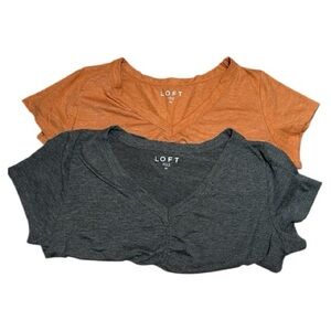 Bundle: 2 Loft Ruched Crop Tops 1 x Rust, 1 x Dark Gray Size Medium